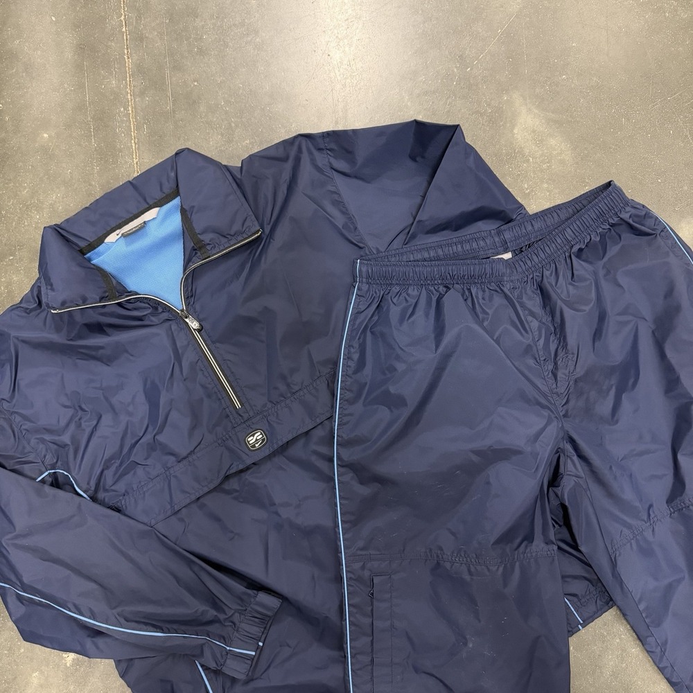 Vintage Y2K Nike Blue Anorak Pullover Nylon Jacket w/ Hood Set Mens Size L